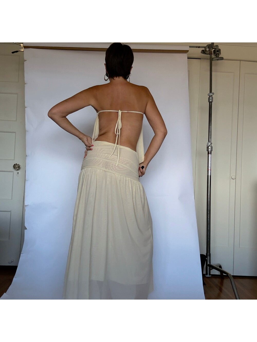Cream Strapless Maxi Dress - Picture 4 of 7
